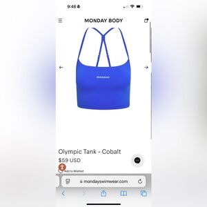 Monday Body Olympic tank - size small